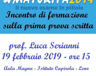 Incontro di formazione sull’esame di stato 2019 con il prof. Luca Serianni – Aula Magna 19 febbraio 2019