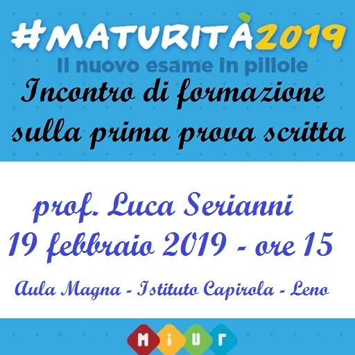 Incontro di formazione sull’esame di stato 2019 con il prof. Luca Serianni – Aula Magna 19 febbraio 2019