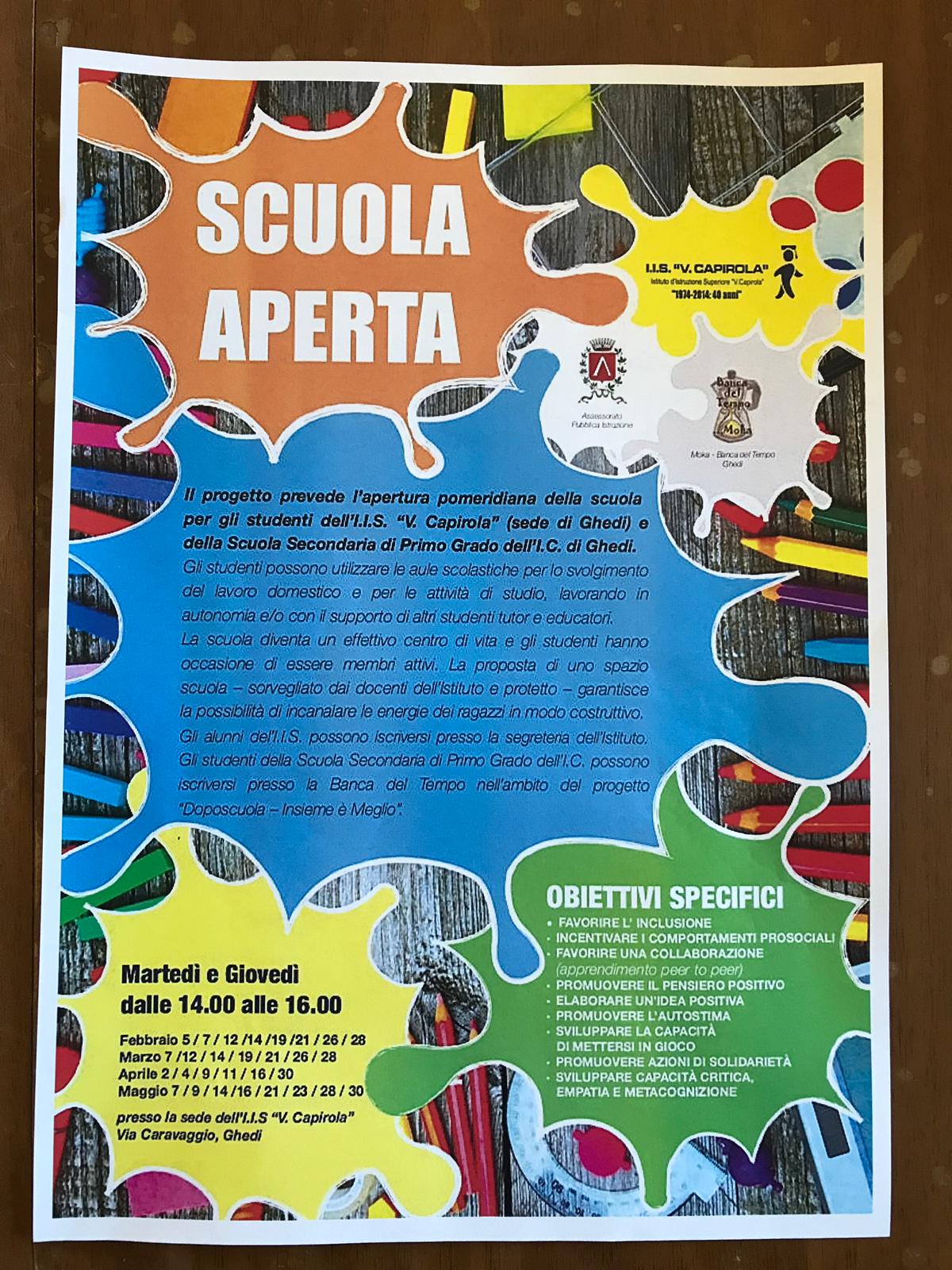 Apertura pomeridiana della scuola per gli studenti della sede di Ghedi